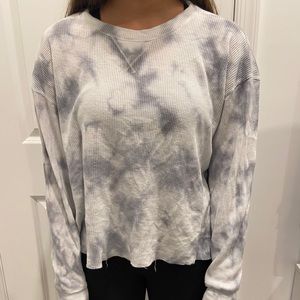 Hollister Waffle Print Grey and White Long Sleeve